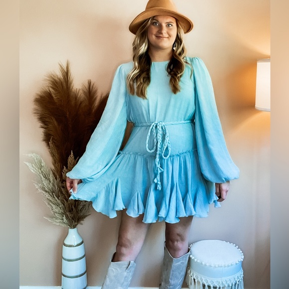 Blue Ruffle Dress - Picture 1 of 2